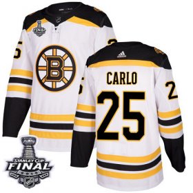 Wholesale Cheap Adidas Bruins #25 Brandon Carlo White Road Authentic 2019 Stanley Cup Final Stitched NHL Jersey