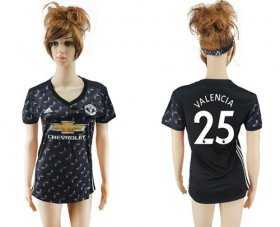 Wholesale Cheap Women\'s Manchester United #25 Valencia Away Soccer Club Jersey