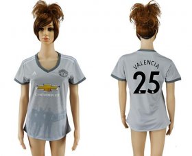 Wholesale Cheap Women\'s Manchester United #25 Valencia Sec Away Soccer Club Jersey