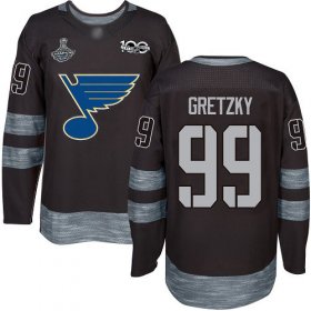 Wholesale Cheap Adidas Blues #99 Wayne Gretzky Black 1917-2017 100th Anniversary Stanley Cup Champions Stitched NHL Jersey
