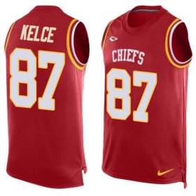 Wholesale Cheap Nike Chiefs #87 Travis Kelce Red Team Color Men\'s Stitched NFL Limited Tank Top Jersey