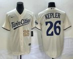 Wholesale Cheap Men's Minnesota Twins #26 Max Kepler Number Cream 2022 City Connect Cool Base Stitched Jersey