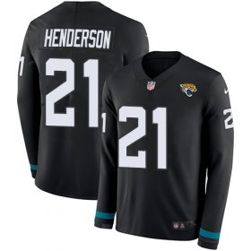 Wholesale Cheap Nike Jaguars #21 C.J. Henderson Black Team Color Men\'s Stitched NFL Limited Therma Long Sleeve Jersey