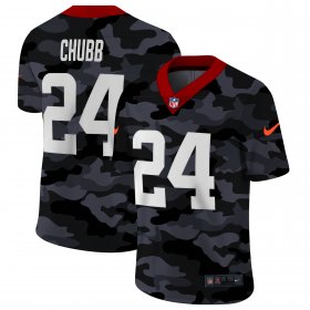 Cheap Cleveland Browns #24 Nick Chubb Men\'s Nike 2020 Black CAMO Vapor Untouchable Limited Stitched NFL Jersey
