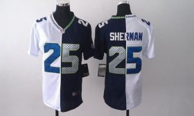 Wholesale Cheap Nike Seahawks #25 Richard Sherman Steel Blue/White Women\'s Stitched NFL Elite Split Jersey