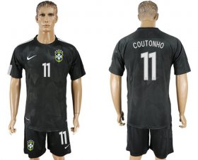 Wholesale Cheap Brazil #11 Coutonho Black Soccer Country Jersey
