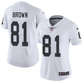 Wholesale Cheap Nike Raiders #81 Tim Brown White Women\'s Stitched NFL Vapor Untouchable Limited Jersey