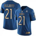 Wholesale Cheap Nike Cowboys #21 Ezekiel Elliott Navy Men's Stitched NFL Limited Gold NFC 2017 Pro Bowl Jersey