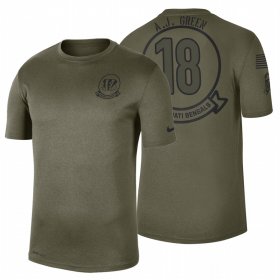 Wholesale Cheap Cincinnati Bengals #18 A.J. Green Olive 2019 Salute To Service Sideline NFL T-Shirt