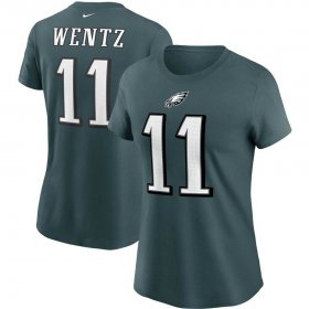 Wholesale Cheap Philadelphia Eagles #11 Carson Wentz Nike Women\'s Team Player Name & Number T-Shirt Midnight Green