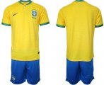 Cheap Men's Brazil Blank Yellow Home Soccer Jersey Suit