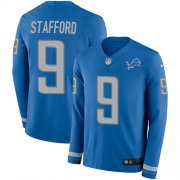 Wholesale Cheap Nike Lions #9 Matthew Stafford Blue Team Color Men's Stitched NFL Limited Therma Long Sleeve Jersey