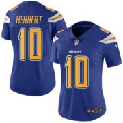 Wholesale Cheap Nike Chargers #10 Justin Herbert Electric Blue Women's Stitched NFL Limited Rush Jersey
