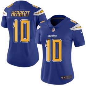 Wholesale Cheap Nike Chargers #10 Justin Herbert Electric Blue Women\'s Stitched NFL Limited Rush Jersey