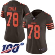 Wholesale Cheap Nike Browns #78 Jack Conklin Brown Women's Stitched NFL Limited Rush 100th Season Jersey