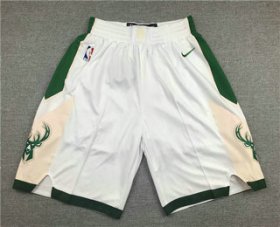 Wholesale Cheap Men\'s Milwaukee Bucks White Stitched NBA Nike Swingman Shorts