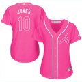 Wholesale Cheap Braves #10 Chipper Jones Pink Fashion Women's Stitched MLB Jersey