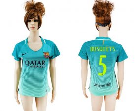 Wholesale Cheap Women\'s Barcelona #5 Busquets Sec Away Soccer Club Jersey