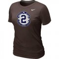 Wholesale Cheap Women's Nike New York Yankees #2 Derek Jeter Official Final Season Commemorative Logo Blended T-Shirt Brown