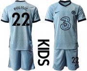 Wholesale Cheap Youth 2020-2021 club Chelsea away Light blue 22 Soccer Jerseys