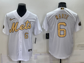 Wholesale Men\'s New York Mets #6 Starling Marte Number White 2022 All Star Stitched Cool Base Nike Jersey