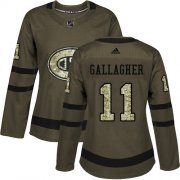 Wholesale Cheap Adidas Canadiens #11 Brendan Gallagher Green Salute to Service Women's Stitched NHL Jersey