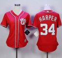 Wholesale Cheap Nationals #34 Bryce Harper Red Alternate 1 Women's Stitched MLB Jersey