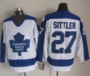 Wholesale Cheap Maple Leafs #27 Darryl Sittler White/Blue CCM Throwback Stitched NHL Jersey