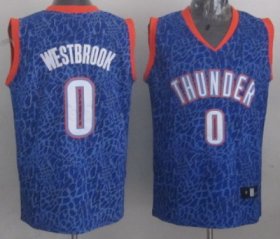 Wholesale Cheap Oklahoma City Thunder #0 Russell Westbrook Blue Leopard Print Fashion Jersey