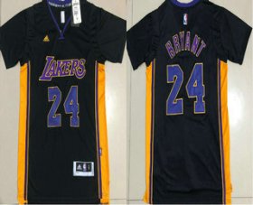 Wholesale Cheap Men\'s Los Angeles Lakers #24 Kobe Bryant Revolution 30 AU New Black Short-Sleeved Jersey