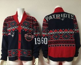 Wholesale Cheap Nike Patriots Blank Navy Blue/Red Men\'s Ugly Sweater