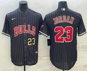 Cheap Men's Chicago Bulls #23 Michael Jordan Number Black With Patch Cool Base Stitched Baseball Jerseys