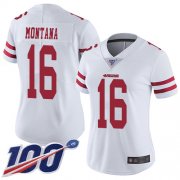 Wholesale Cheap Nike 49ers #16 Joe Montana White Women's Stitched NFL 100th Season Vapor Limited Jersey