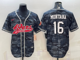 Wholesale Cheap Men's San Francisco 49ers #16 Joe Montana Grey Camo With Patch Cool Base Stitched Baseball Jersey