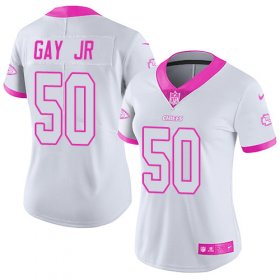 Wholesale Cheap Nike Chiefs #50 Willie Gay Jr. White/Pink Women\'s Stitched NFL Limited Rush Fashion Jersey