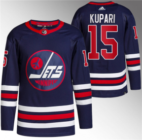 Wholesale Cheap Men\'s Winnipeg Jets #15 Rasmus Kupari 2021-22 Navy Stitched Jersey