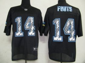 Wholesale Cheap Sideline Black United Chargers #14 Dan Fouts Black Stitched NFL Jersey