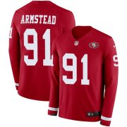 Wholesale Cheap Nike 49ers #91 Arik Armstead Red Team Color Men's Stitched NFL Limited Therma Long Sleeve Jersey