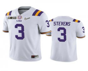 Wholesale Cheap Men\'s LSU Tigers #3 JaCoby Stevens White 2020 National Championship Game Jersey