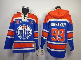 Wholesale Cheap Oilers #99 Wayne Gretzky Light Blue Sawyer Hooded Sweatshirt Stitched NHL Jersey