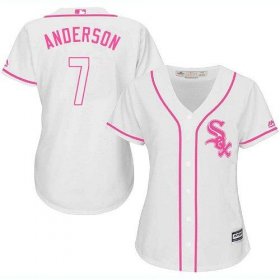 Wholesale Cheap White Sox #7 Tim Anderson White/Pink Fashion Women\'s Stitched MLB Jersey