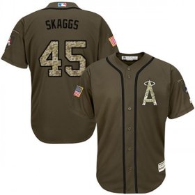 Wholesale Cheap Angels of Anaheim #45 Tyler Skaggs Green Salute to Service Stitched MLB Jersey