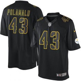 Wholesale Cheap Nike Steelers #43 Troy Polamalu Black Men\'s Stitched NFL Impact Limited Jersey