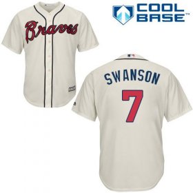 Wholesale Cheap Braves #7 Dansby Swanson Cream Cool Base Stitched Youth MLB Jersey