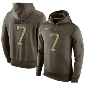 Wholesale Cheap NFL Men\'s Nike New Orleans Saints #7 Morten Andersen Stitched Green Olive Salute To Service KO Performance Hoodie