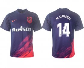 Wholesale Cheap Men 2021-2022 Club Atletico Madrid away aaa version purple 14 Soccer Jersey