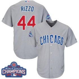 Wholesale Cheap Cubs #44 Anthony Rizzo Grey Road 2016 World Series Champions Stitched Youth MLB Jersey