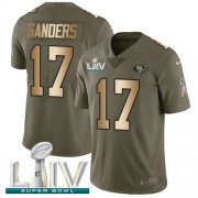 Wholesale Cheap Nike 49ers #17 Emmanuel Sanders Olive/Gold Super Bowl LIV 2020 Youth Stitched NFL Limited 2017 Salute To Service Jersey
