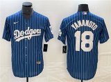 Cheap Men's Los Angeles Dodgers #18 Yoshinobu Yamamoto Navy Cool Base With Patch Stitched Jersey