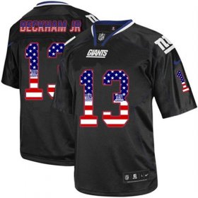 Wholesale Cheap Nike Giants #13 Odell Beckham Jr Black Men\'s Stitched NFL Elite USA Flag Fashion Jersey